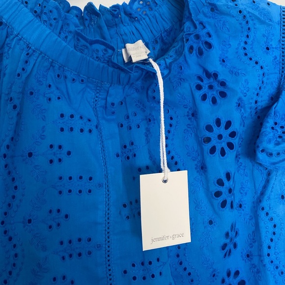 Jennifer & Grace Blue Eyelet Lace Style Top (XL But fits like S/M) - Picture 8 of 9